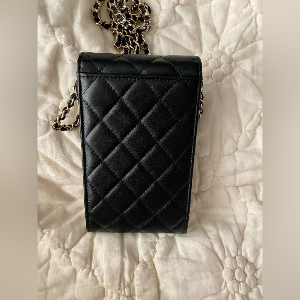 Chanel Phone Holder Classic Black Quilted Mini Bag - Picture 6 of 10